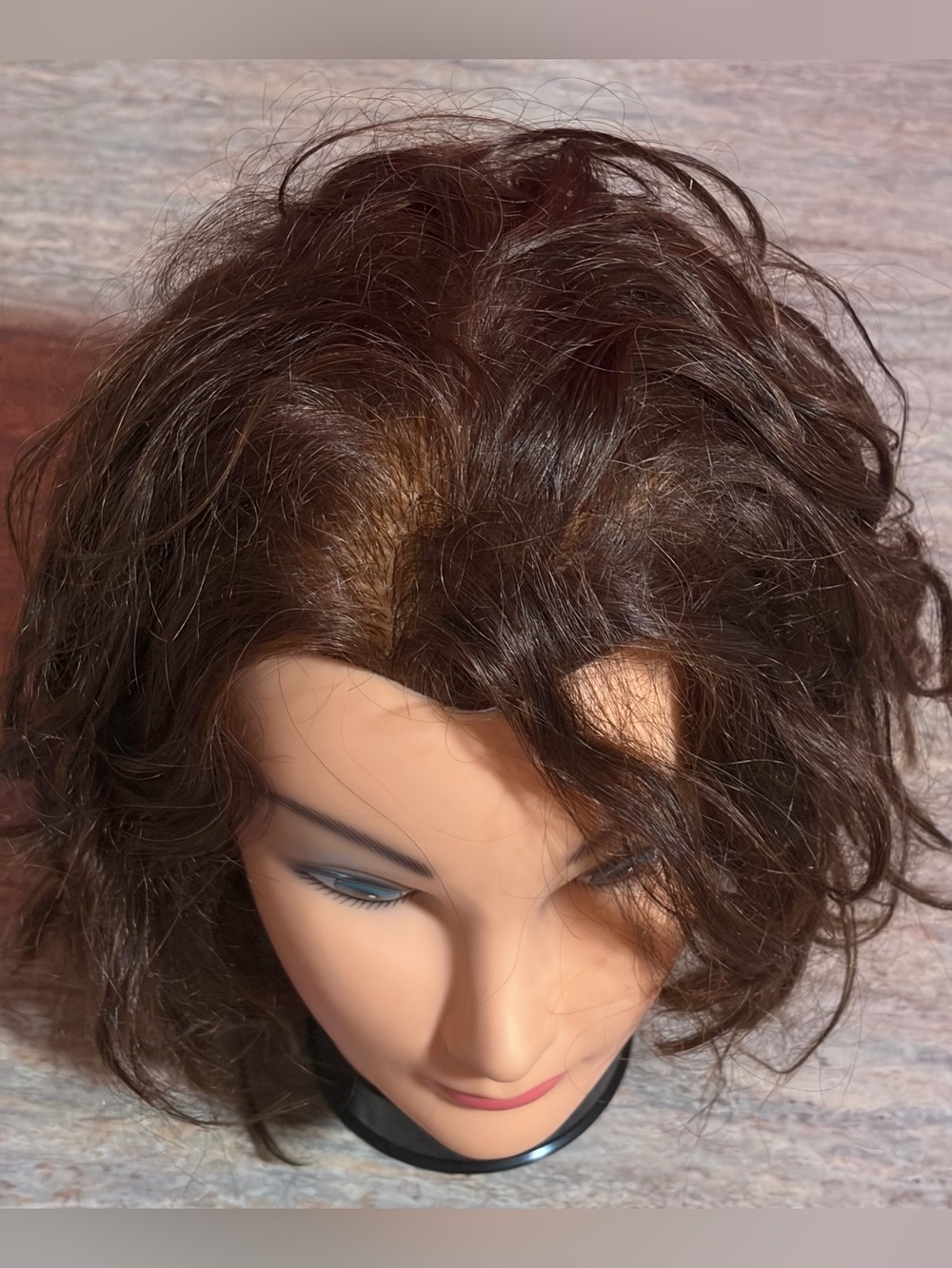 Burmax Debra C2918- Mannequin Head Human Hair Brown Short Wig - Soft Wave